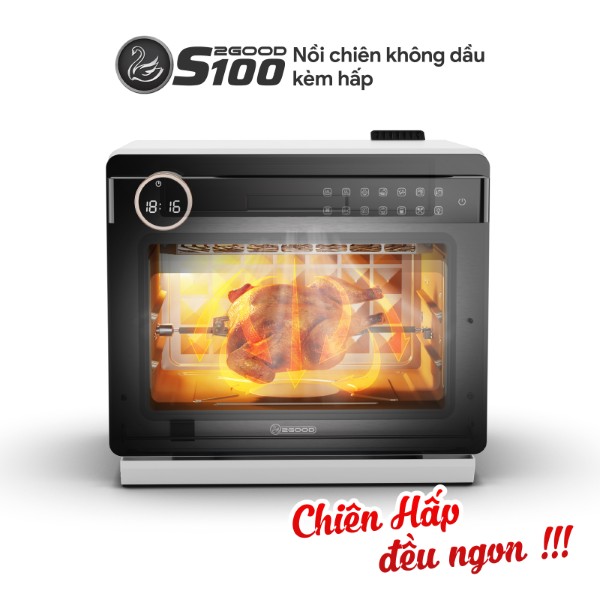 Nồi Chiên Không Dầu Kèm Hấp S100 2Good 20 Lít ( ĐẶT ONLINE FREE SHIPPING TOÀN QUỐC )